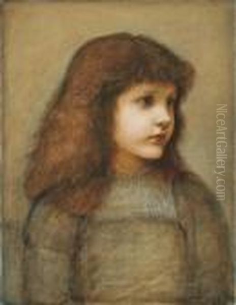 Portrait Of Gertie Lewis, Half-length Oil Painting by Sir Edward Coley Burne-Jones