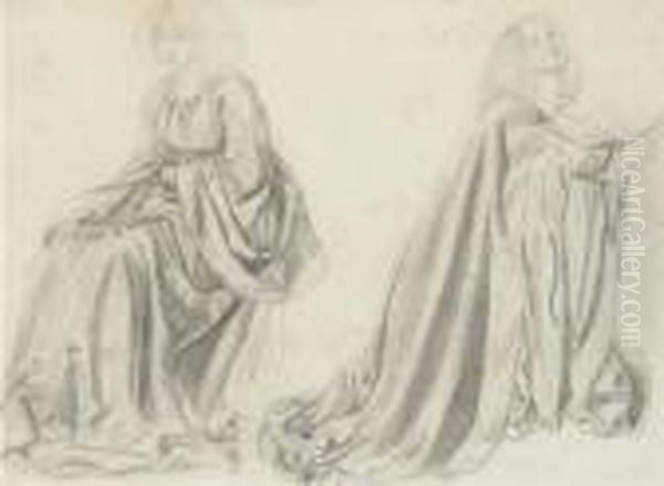 Studies Of A Woman Seated And Kneeling, Possibly Fannycornforth Oil Painting by Sir Edward Coley Burne-Jones