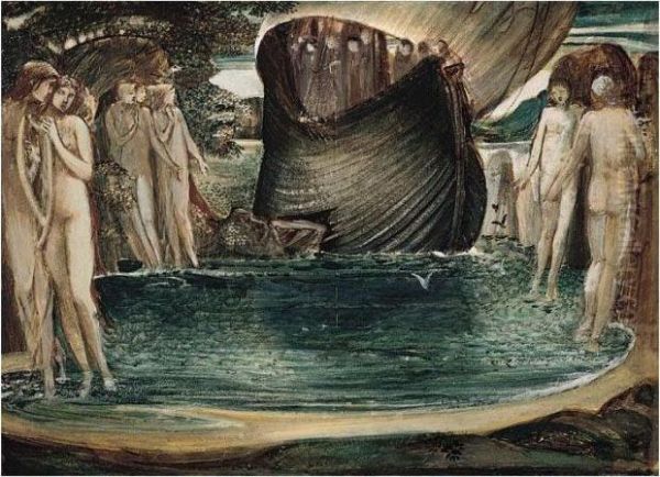 Design For 'the Sirens' Oil Painting by Sir Edward Coley Burne-Jones