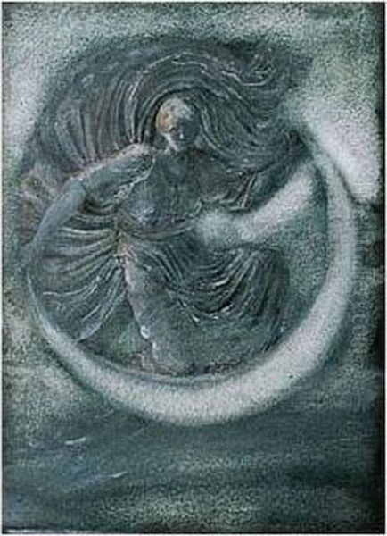 Luna Oil Painting by Sir Edward Coley Burne-Jones