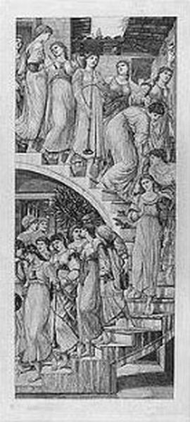 The Golden Stairs Oil Painting by Sir Edward Coley Burne-Jones