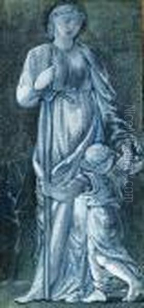 St Barbara; And St Dorothea Oil Painting by Sir Edward Coley Burne-Jones