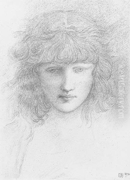 Head Of A Young Girl Oil Painting by Sir Edward Coley Burne-Jones