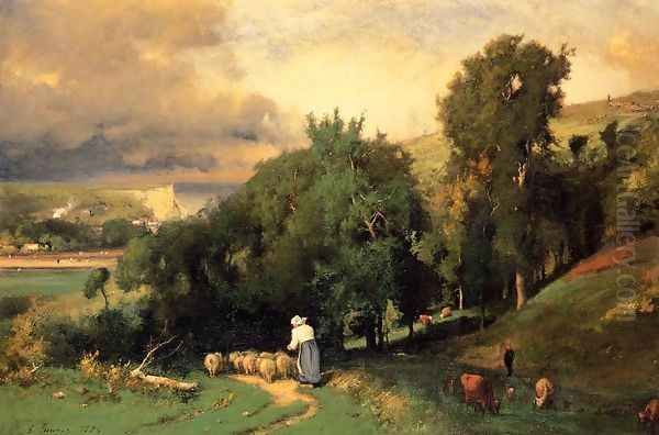 Hillside At Etretet Oil Painting by George Inness