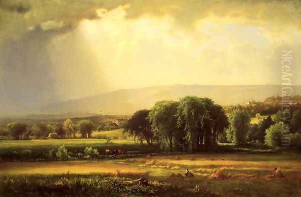 Harvest Scene In The Delaware Valley Oil Painting by George Inness