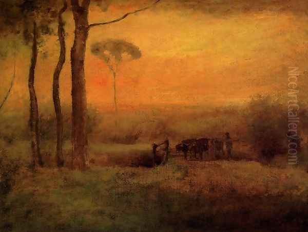 Pastoral Landscape At Sunset Oil Painting by George Inness