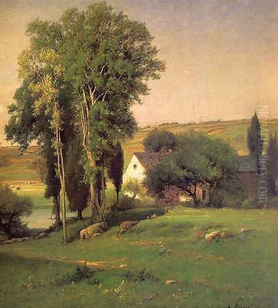 Old Homestead (detail) 1877 Oil Painting by George Inness