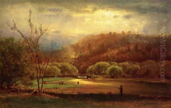 Fishing Oil Painting by George Inness