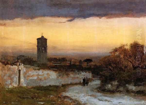 Monastery At Albano Oil Painting by George Inness