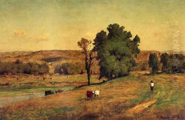 Landscape With Figure Oil Painting by George Inness