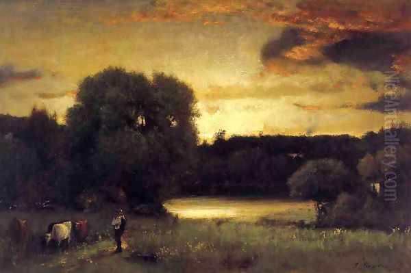 Slow Fading Day Oil Painting by George Inness