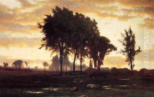 Landscape-sunset Oil Painting by George Inness