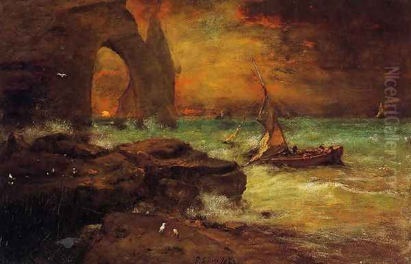 Sunset, Etretat Oil Painting by George Inness