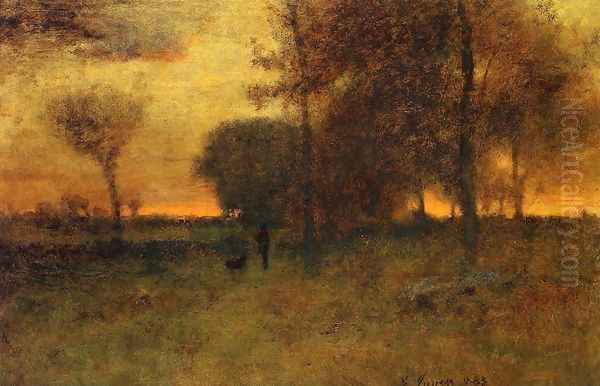 Sunset Glow Oil Painting by George Inness