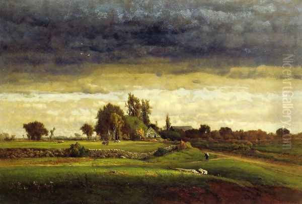 Landscape with Farmhouse Oil Painting by George Inness