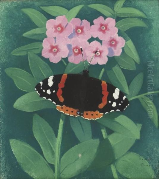 Red Admiral Iii Oil Painting by Simon Albert Bussy