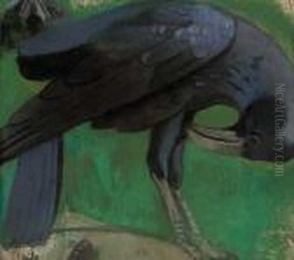 Carrion Crow Oil Painting by Simon Albert Bussy