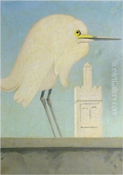 Heron Blanc Oil Painting by Simon Albert Bussy