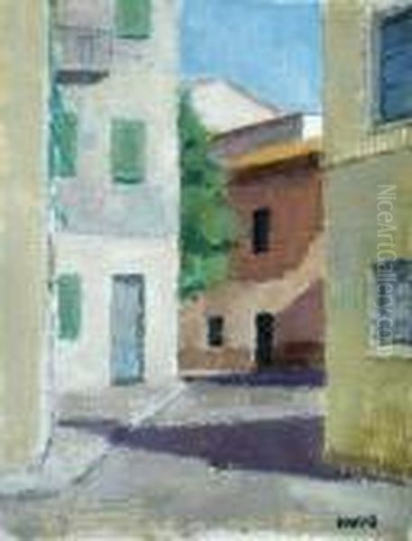 Italian Streetscene Oil Painting by Simon Albert Bussy