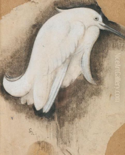 L'aigrette Oil Painting by Simon Albert Bussy