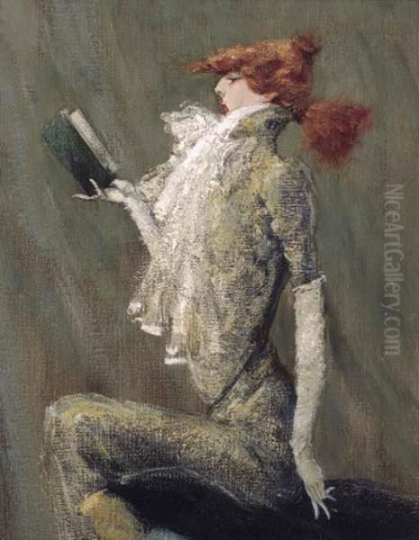 A Caricature Of Sarah Bernhardt Oil Painting by Simon Albert Bussy