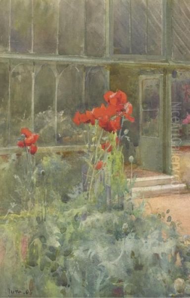 Foxgloves; Poppies Oil Painting by Mildred Anne Butler