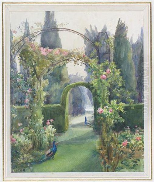 A Rose Garden, Possibly At Kilmurry House Oil Painting by Mildred Anne Butler