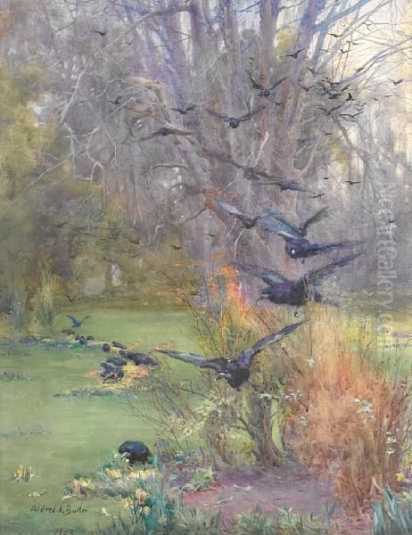 Crows Oil Painting by Mildred Anne Butler