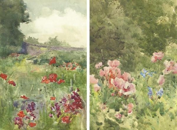 View Across A Wild Garden; And In Flower Oil Painting by Mildred Anne Butler