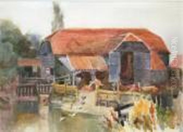 The Farmyard Oil Painting by Mildred Anne Butler