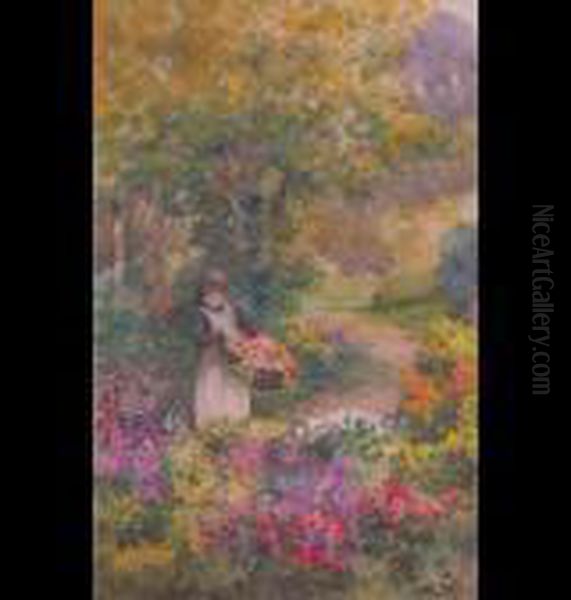 Gathering Flowers Oil Painting by Mildred Anne Butler