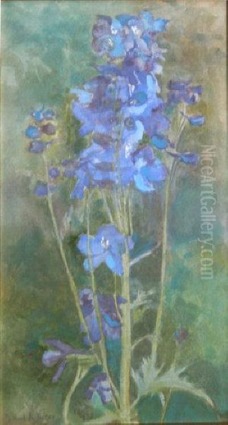 Delphinium Oil Painting by Mildred Anne Butler