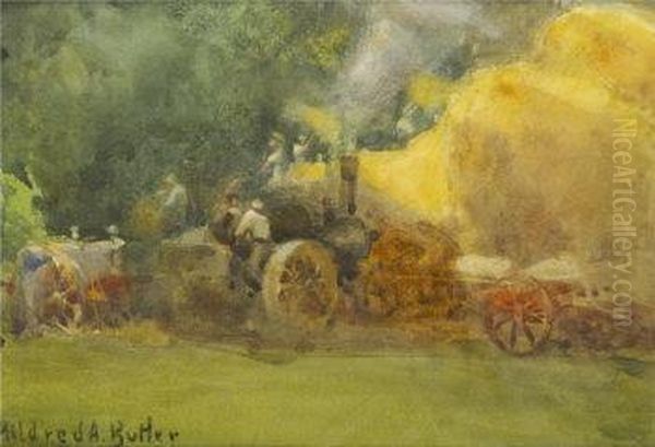 Threshing Oil Painting by Mildred Anne Butler