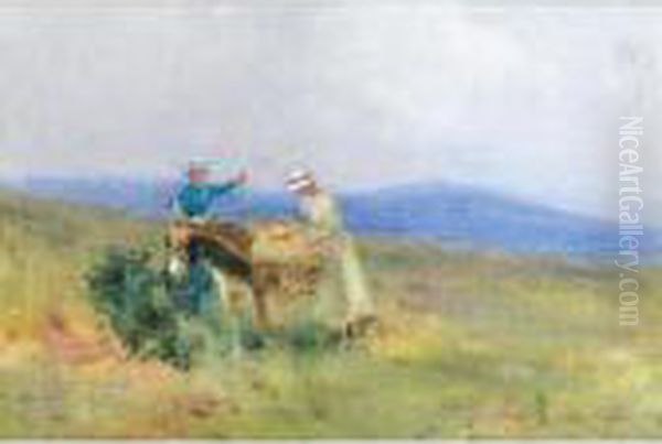 Unpacking The Picnic On A Hillside, Kerry Oil Painting by Mildred Anne Butler