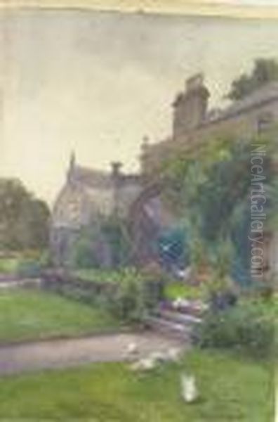 Doves Outside The Conservatory, Kilmurry Oil Painting by Mildred Anne Butler