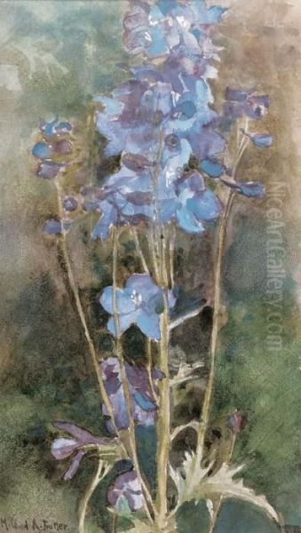 Study Of A Delphinium Oil Painting by Mildred Anne Butler