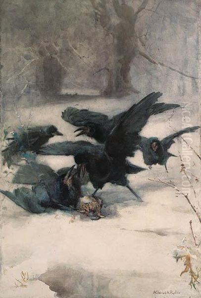 Winter Survival Oil Painting by Mildred Anne Butler