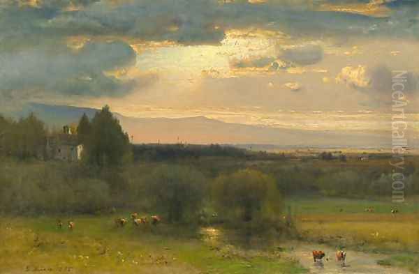 Hudson Valley Oil Painting by George Inness