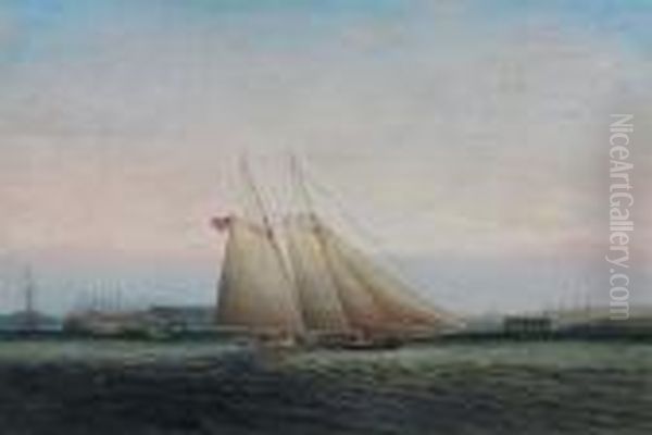 Yachting In New York Harbor Oil Painting by James E. Buttersworth