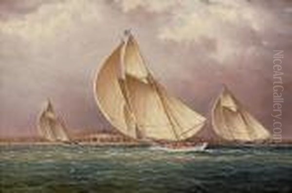 Yachting In Boston Harbor Oil Painting by James E. Buttersworth