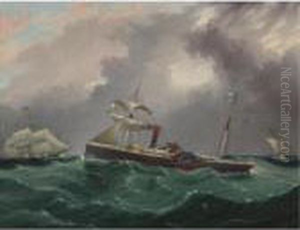 Steam Sailer, San Salvador Oil Painting by James E. Buttersworth