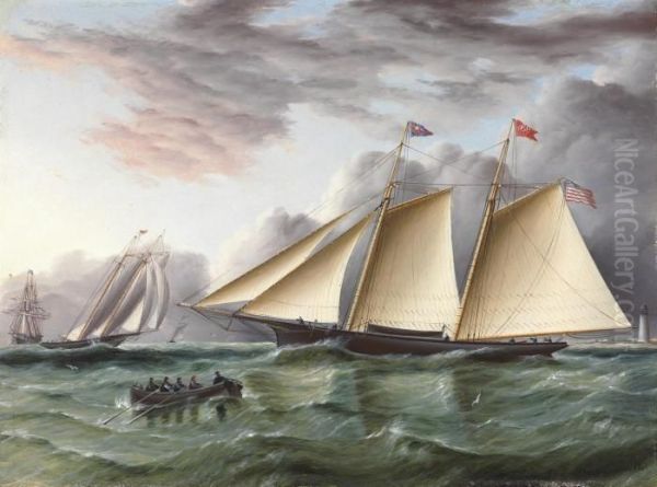 The New York Yacht Club's Schooner Oil Painting by James E. Buttersworth