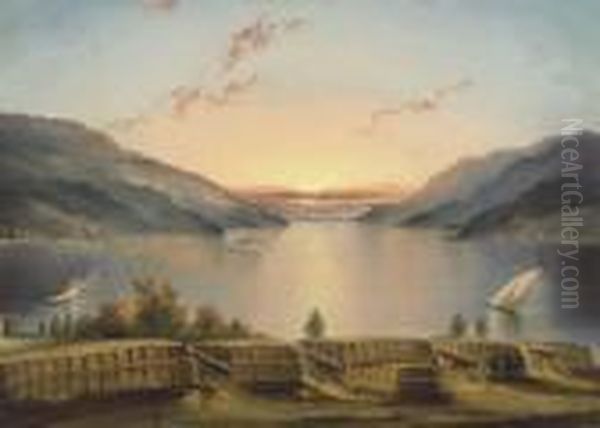 Hudson River From West Point Oil Painting by James E. Buttersworth