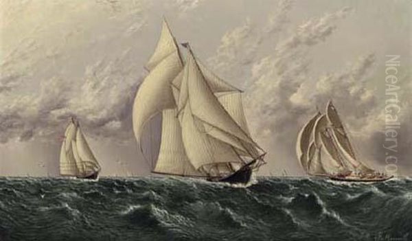 Yachts Racing Oil Painting by James E. Buttersworth