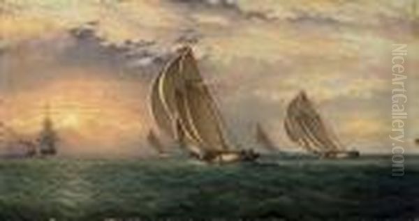 Off Sandy Hook Bound For The Lightship Oil Painting by James E. Buttersworth