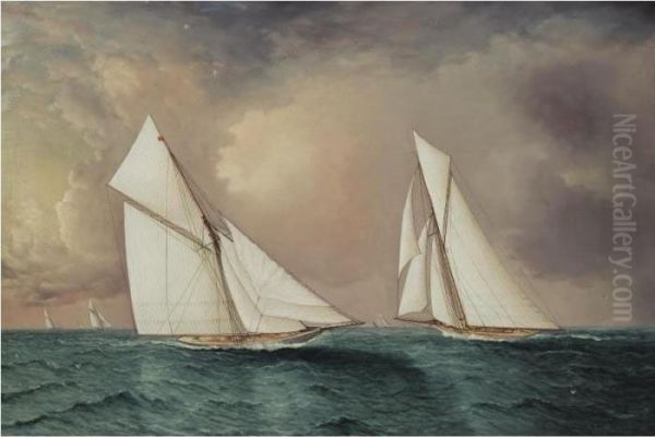 Vigilant And Valkyrie Ii In The 1893 America's Cup Race Oil Painting by James E. Buttersworth