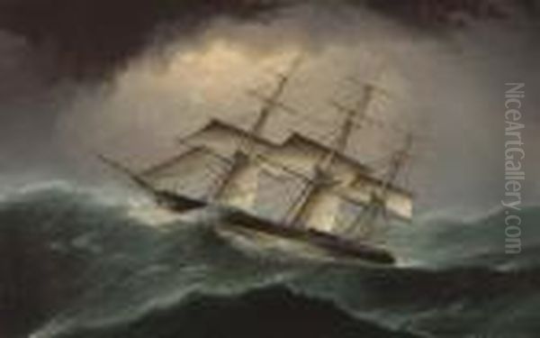 Clipper In A Heavy Sea Oil Painting by James E. Buttersworth