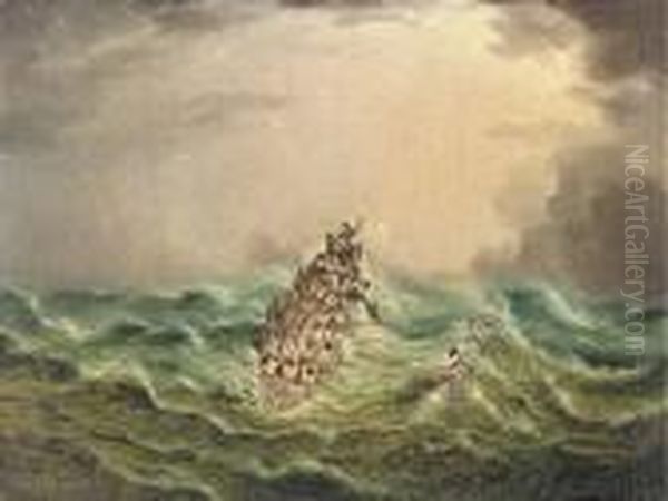 Lifeboat In A Stormy Sea Oil Painting by James E. Buttersworth