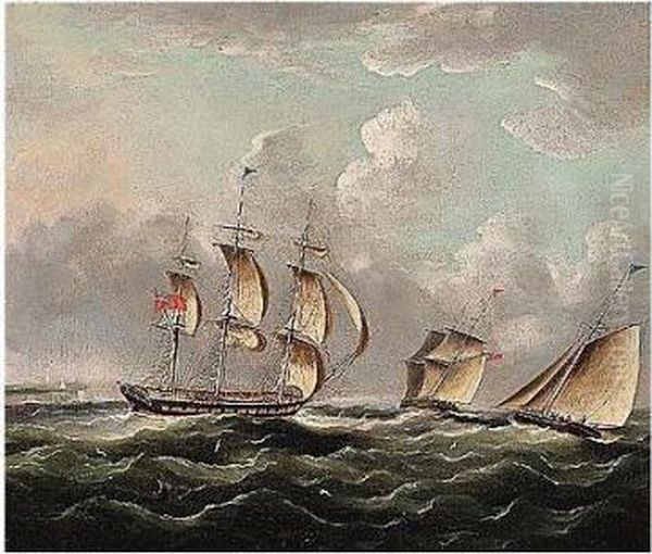 Shipping Off The Coast Oil Painting by James E. Buttersworth