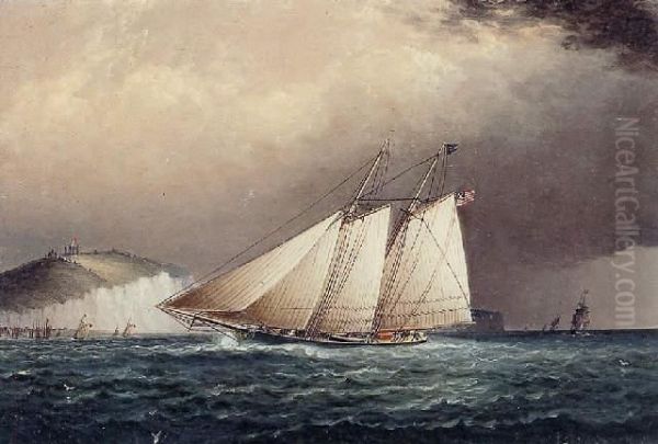 Sailing Off The Coast Of Dover Oil Painting by James E. Buttersworth